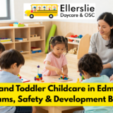 Infant and toddler childcare program in Edmonton supporting early childhood education, safety, learning, and developmental growth